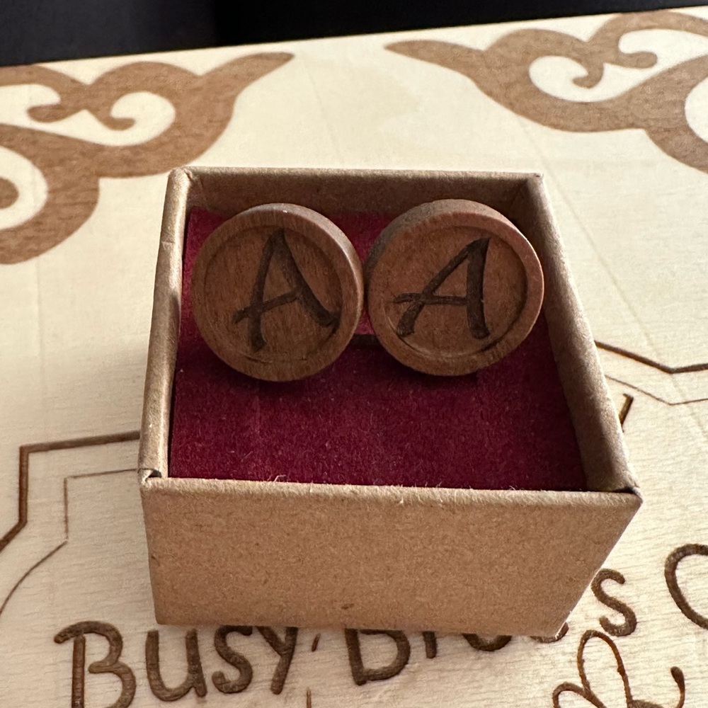 Wooden “A” Initial Earrings
